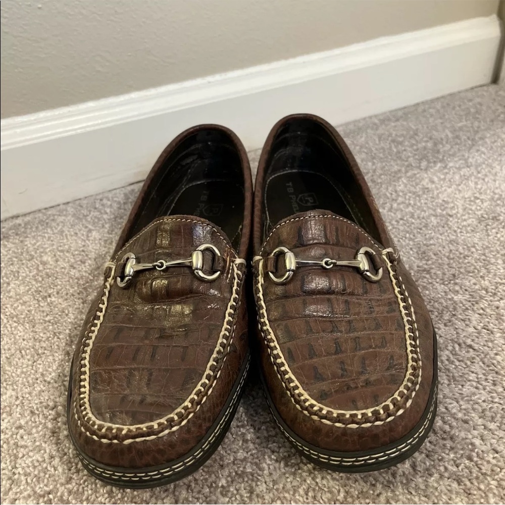 TB Phelps Leather Crocodile embossed Italian Slides